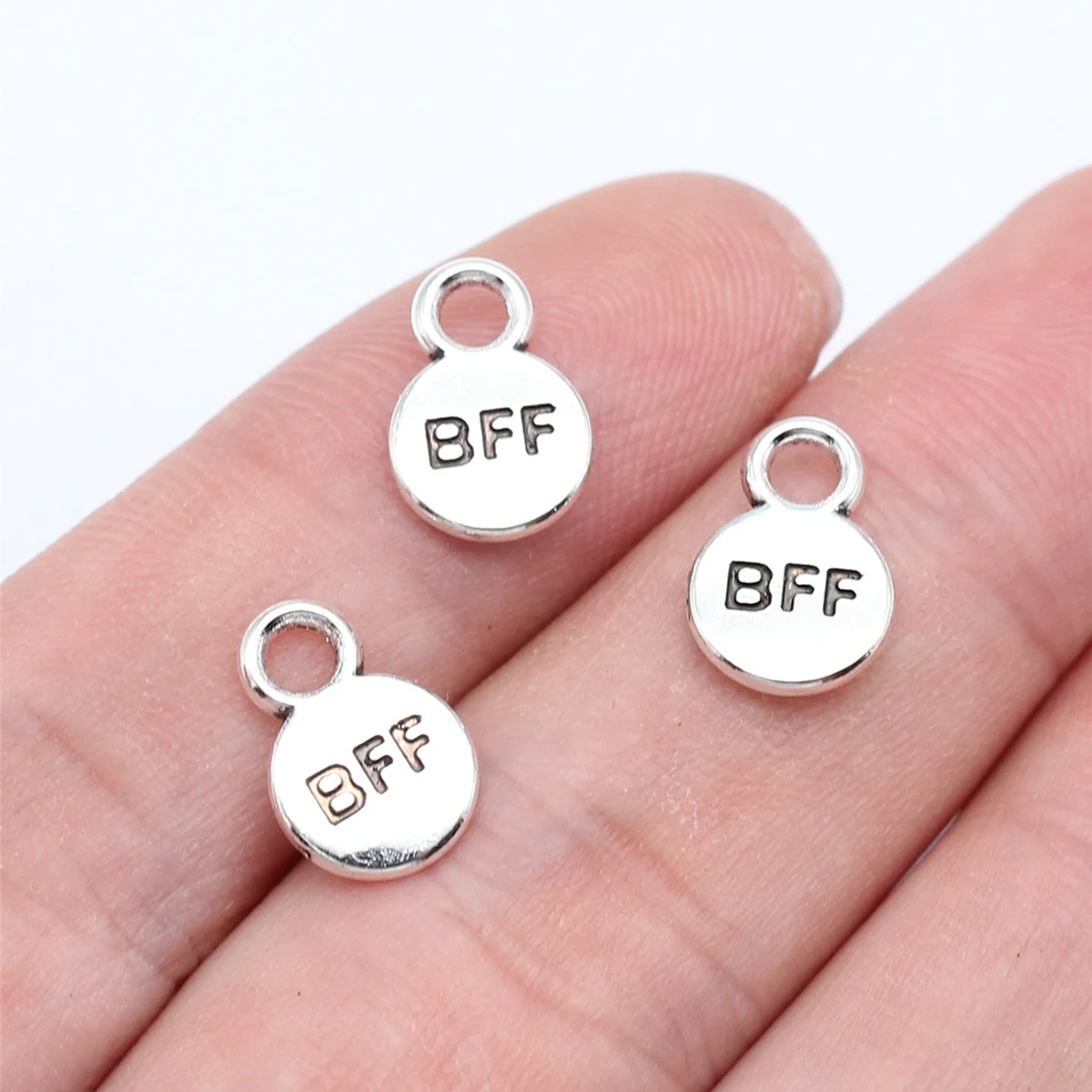 

Diy Earrings BFF Best Friend Forever Round Plate Charms Accessories For Jewelry 40pcs Antique Silver Color