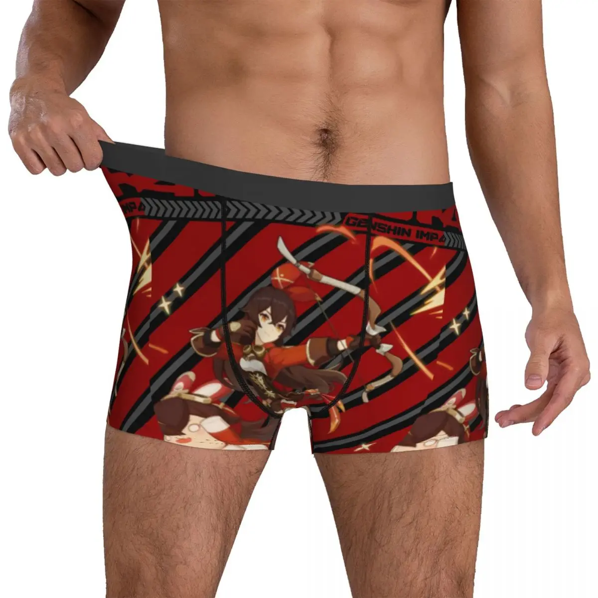 

Anime Genshin Underwear Amber Wish Print Males Boxer Brief Sexy Trunk Hot Design Large Size Panties