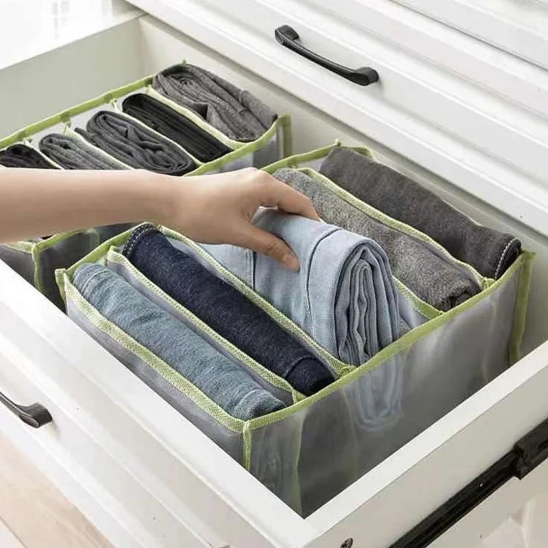 

Pants Separation Organizer Socks Storage Box Jeans Mesh Box Closet Wardrobe Compartment Box Underwear Bra Storage Box 1Piece