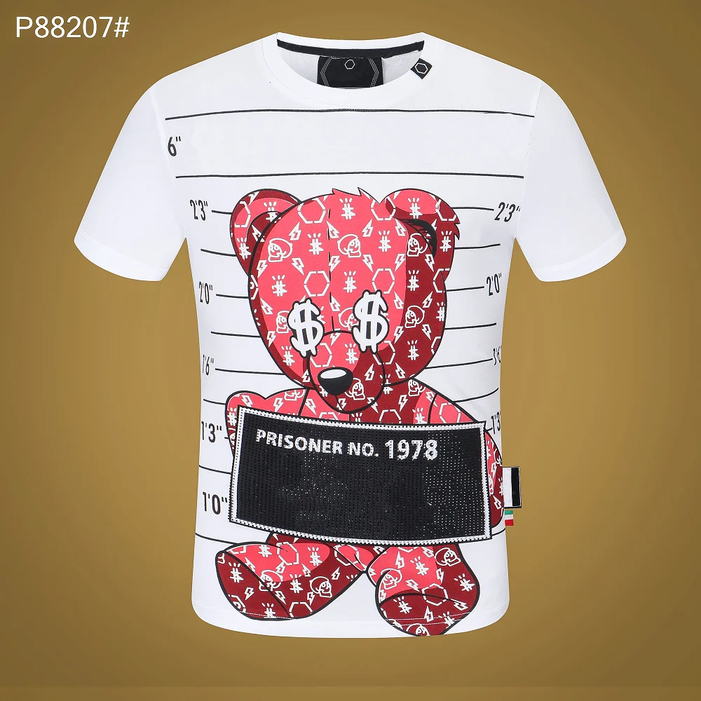 

Rhinestone Qp Philipp Plein-Brand 2021 Tops Punk Style Men Skulls T Shirt PP Casual Round Neck T-shirt Top Tees Men's Clothing