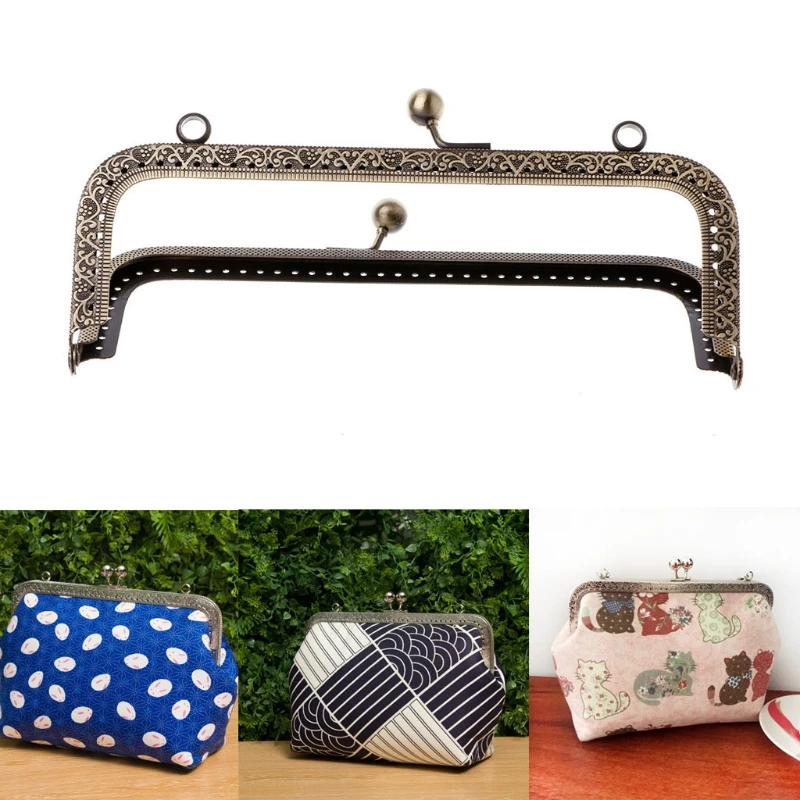 

28GD 1Pc DIY Purse Handbag Handle Coins Bags Metal Kiss Clasp Lock Frame DIY 12.5cm