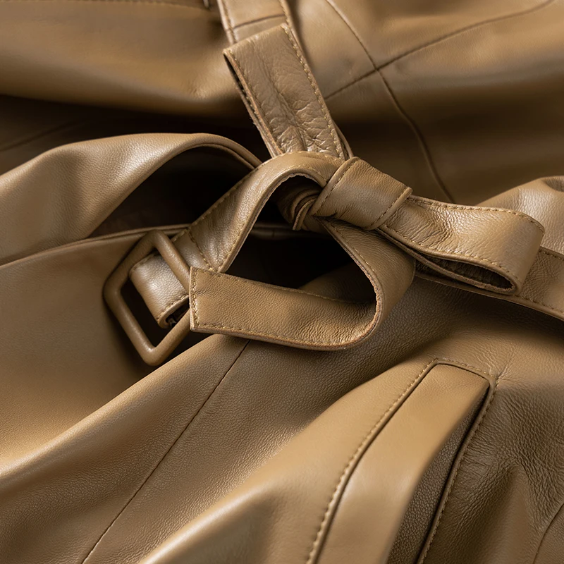 New real leather jacket women Sheepskin High Street Adjustable Waist  genuine leather  blazers  casacos de inverno feminino 2023