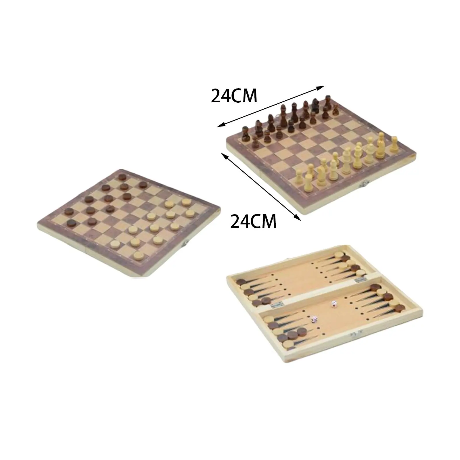 

3 in 1 Chess Checkers Backgammon Sets Folding Board Educational Toys Lightweight Wooden Chess Set Board Games for Indoor Home