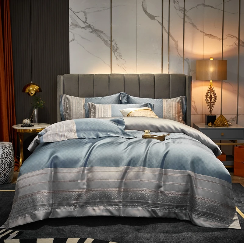 

Комплект постельного белья J, 4 шт., Египетский хлопок, 100S, сатин, жаккард, мягкий пододеяльник, роскошная простыня, парчовая пряжа