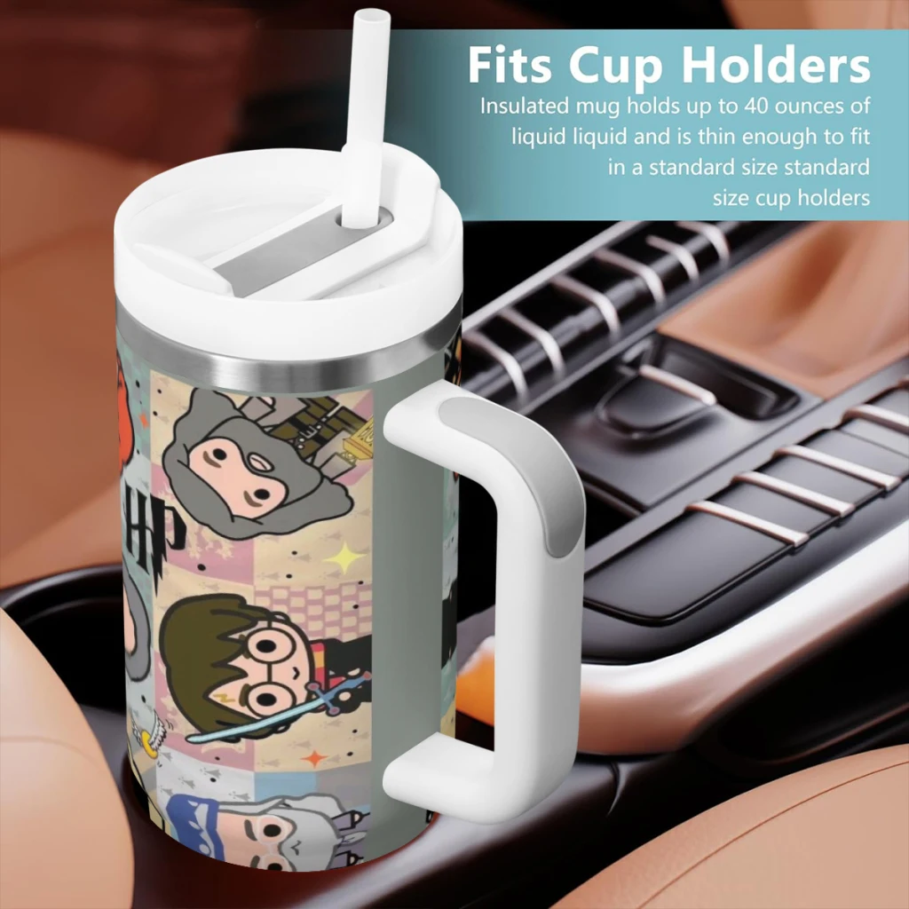 Стакан Harry Potter на 40 унций с ручкой и соломенной крышкой. Изолированные стаканы из