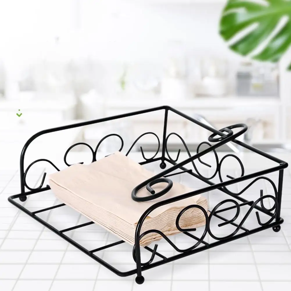 

Towel Tray Western Simple Holder Tissue Creative Paper Restaurant Retro Napkin Wrought Box Tray Iron Home