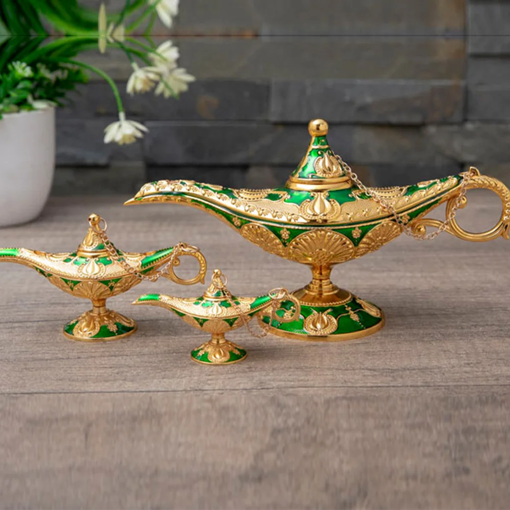 

The New Zinc Alloy Drip Color Aladdin Lamp Creative Retro Home Crafts Metal Ornaments Birthday Gifts Office Desktop Decor