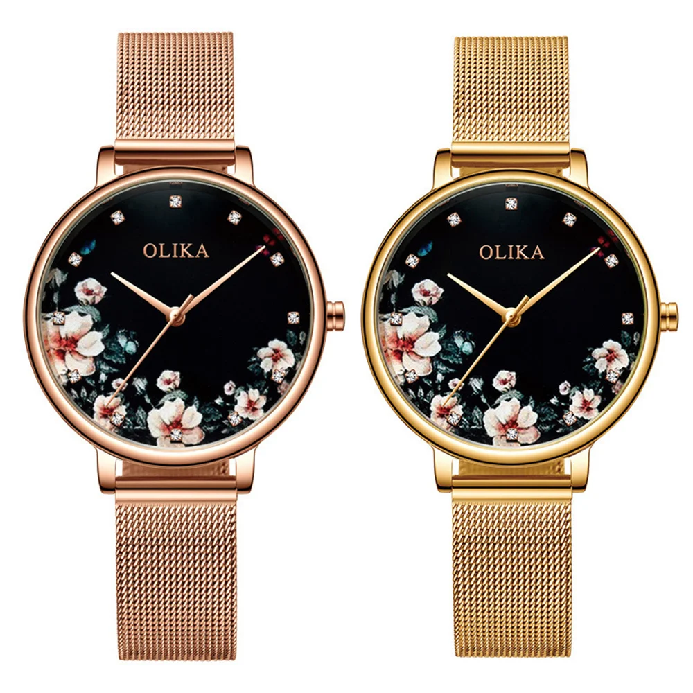 QSCY OLIKA Watch for Women Small fresh Girl camellia Ladies Fashion Quartz Wristwatch Female Waterproof Top Women'S Watches enlarge