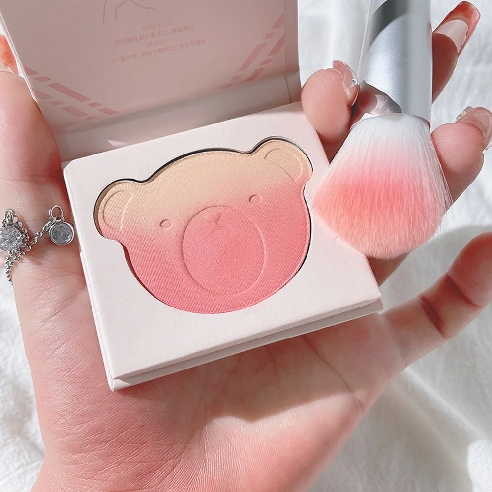 

Kakashow Cute Bear Gradient Blush Palette Matte Fine Flash Beginner Easy Makeup Natural Nude Makeup Long Lasting Face Makeup