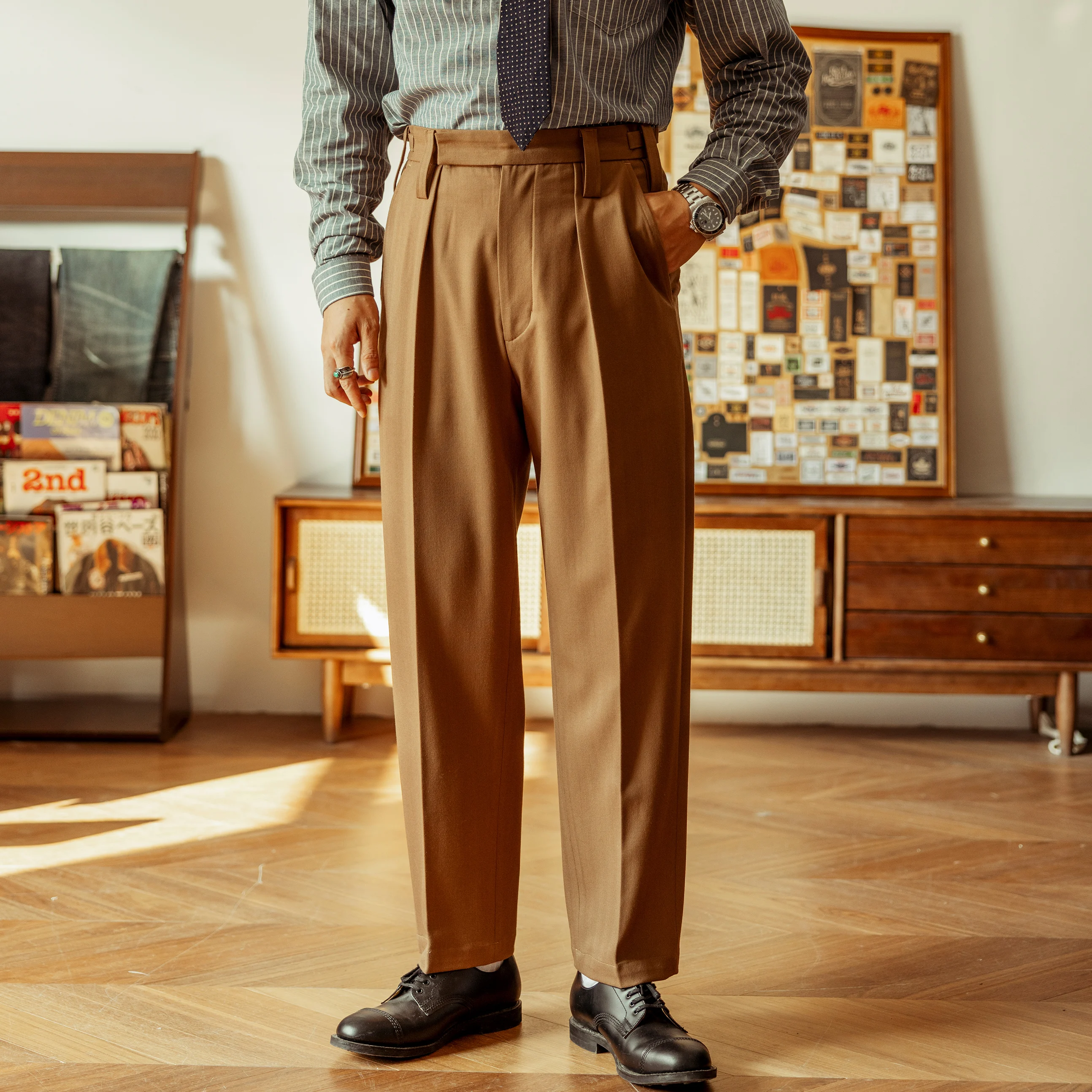 

GDCK-0014 высококачественные супер теплые мужские винтажные повседневные стильные шерстяные брюки