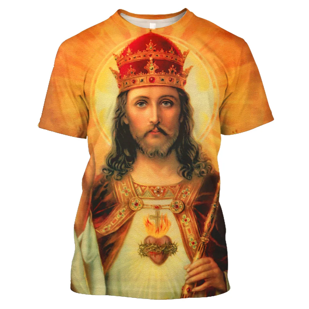

Jumeast, футболки с 3D принтом Иисуса Христа для мужчин и женщин, религия, христианство, летняя мода, крутая уличная одежда Harajuku с коротким рукаво...