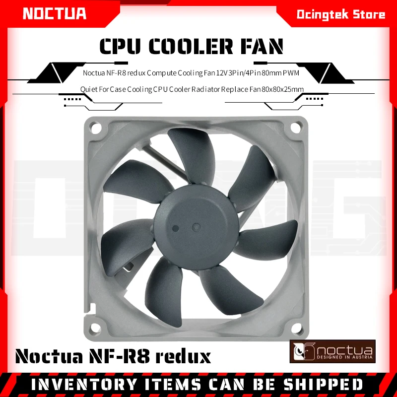 

Noctua NF-R8 redux Compute Cooling Fan 12V 3Pin/4Pin 80mm PWM Quiet For Case Cooling CPU Cooler Radiator Replace Fan 80x80x25mm
