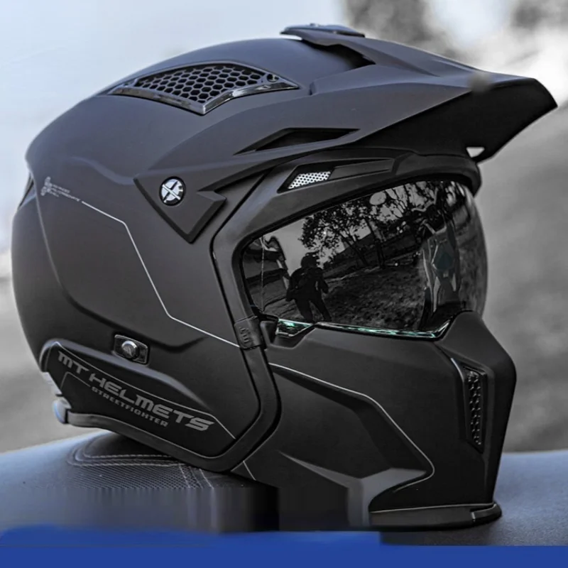 

GY Motorcycle helmet full helmet street bike four seasons motorcycle retro helmet disassembly combination helmet