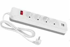

4-ходовой удлинитель POWERMASTER с USB-входом, переключатель с 2 метровыми розетками, удлинитель, Мульти адаптер, розетка для рабочего стола