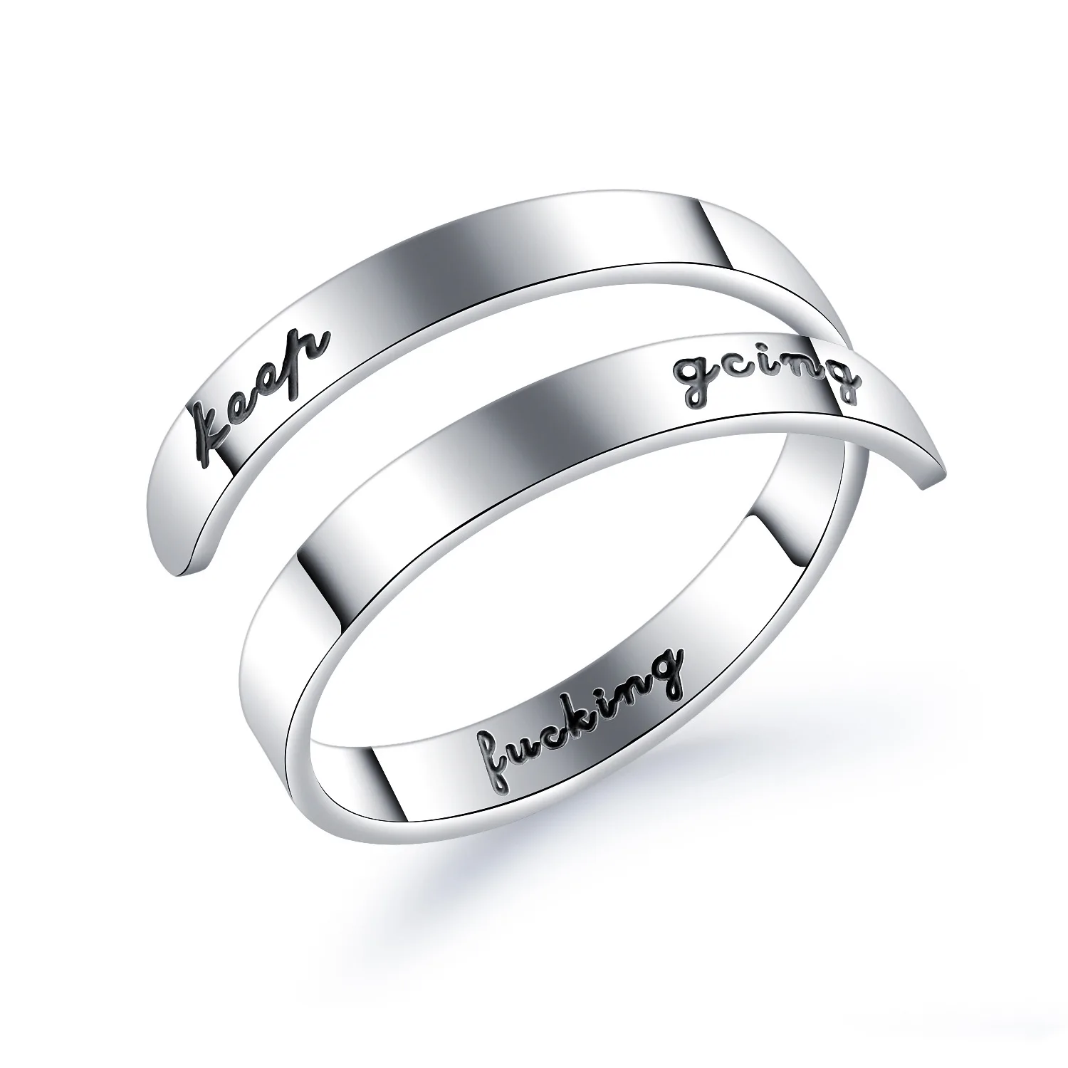 

671 Hot Selling Keep Fucking Going Double Layer Titanium Steel Opening Adjustable Ring Can Be Customized