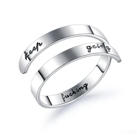 671 hot selling keep fucking going double layer titanium steel opening adjustable ring can be customized