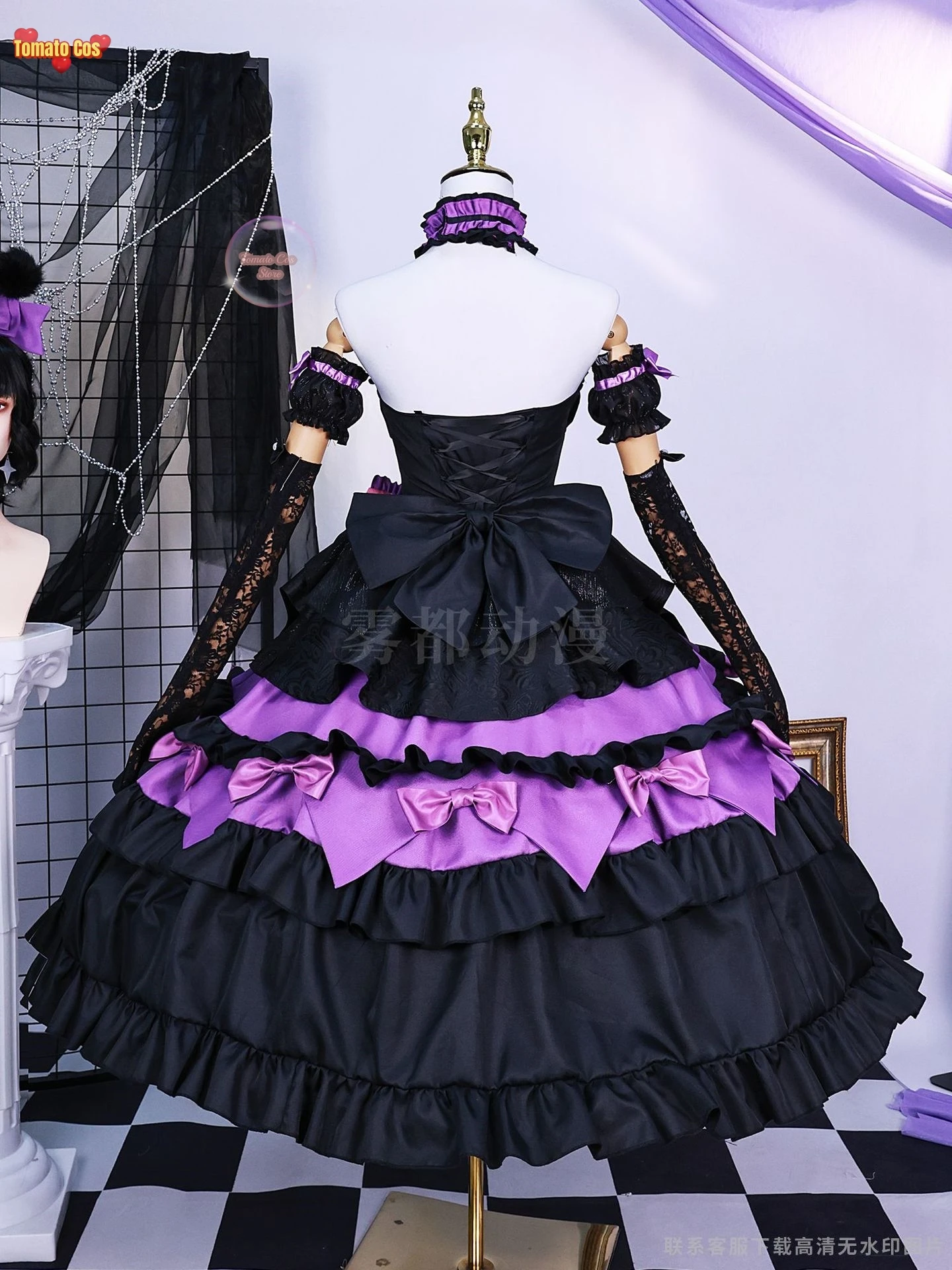 Женский костюм для косплея кровавой королевы Kuromi Черное длинное платье в