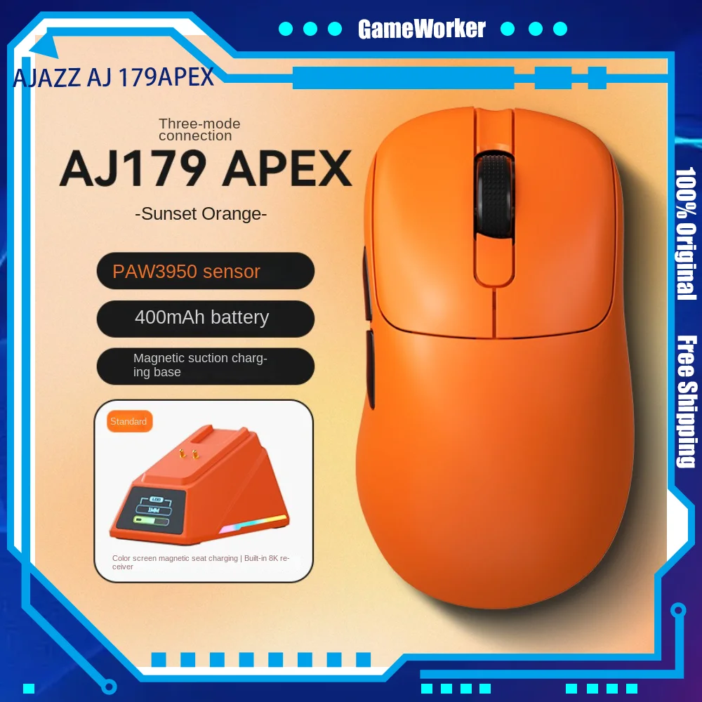 AJAZZ AJ 179APEX игровая Беспроводная трехрежимная мышь для правшей PAW3950 8 кГц 58 г с