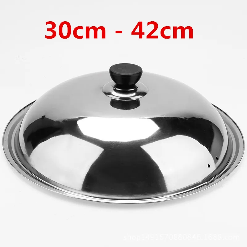 

Cooking Wok Pan Lid Stainless Steel Universal Pan Cover Visible Replaced Lid Frying Wok Pot good Quality Semicircle Wok Cover