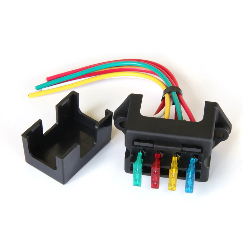 

4-Way 2-Input Fuse Holder Standard Circuit Fuse Board with 15cm Wire For Car Boat Marine Trike Truck (Fuse Not Included)