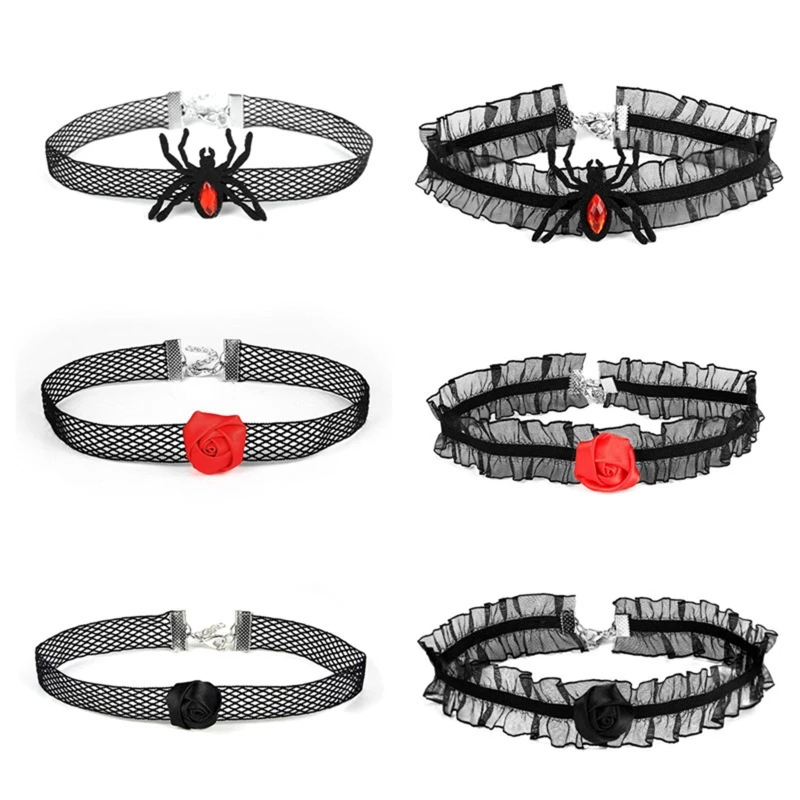

Punk Gothic Belt Choker Necklace Lolita Chocker Halloween Choker Necklace