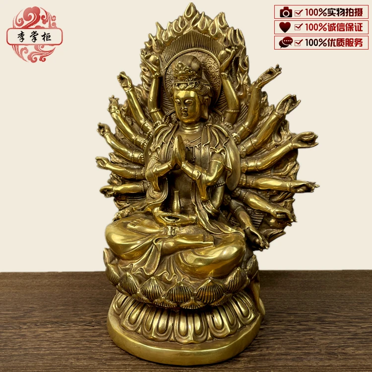 Большая утолщенная статуя Будды Бодхисаттвы Гуаньинь тысячи рук из чистой меди