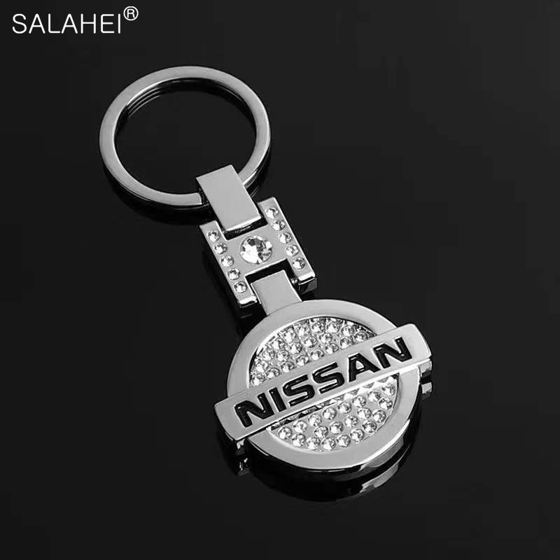 

1PC Metal With Diamond Keyring Car Emblem Pendant Keychain For Gift For Nissan Tiida qashqai j11 versa kicks march terrano 2