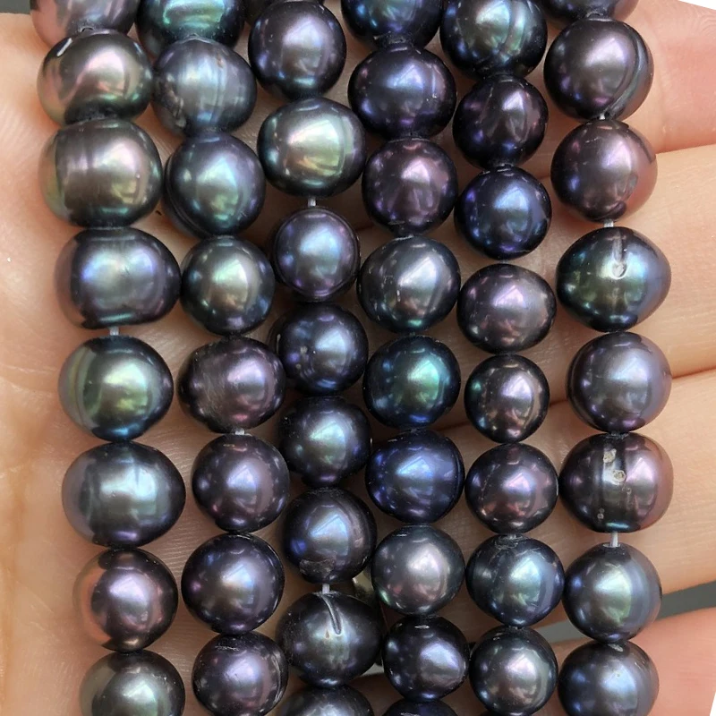 

Natural Black Freshwater Shiny Pearl Beads Round 8mm Loose Spacer Pearls Beads Bracelet For Jewelry Making DIY Accessories