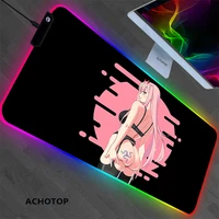 Anime Girl Zero Two RGB Kawaii Mouse Pad Luminous LED Laptop Mini Game Accessories Gamer Keyboard Carpet Pad Gaming Mouse pad