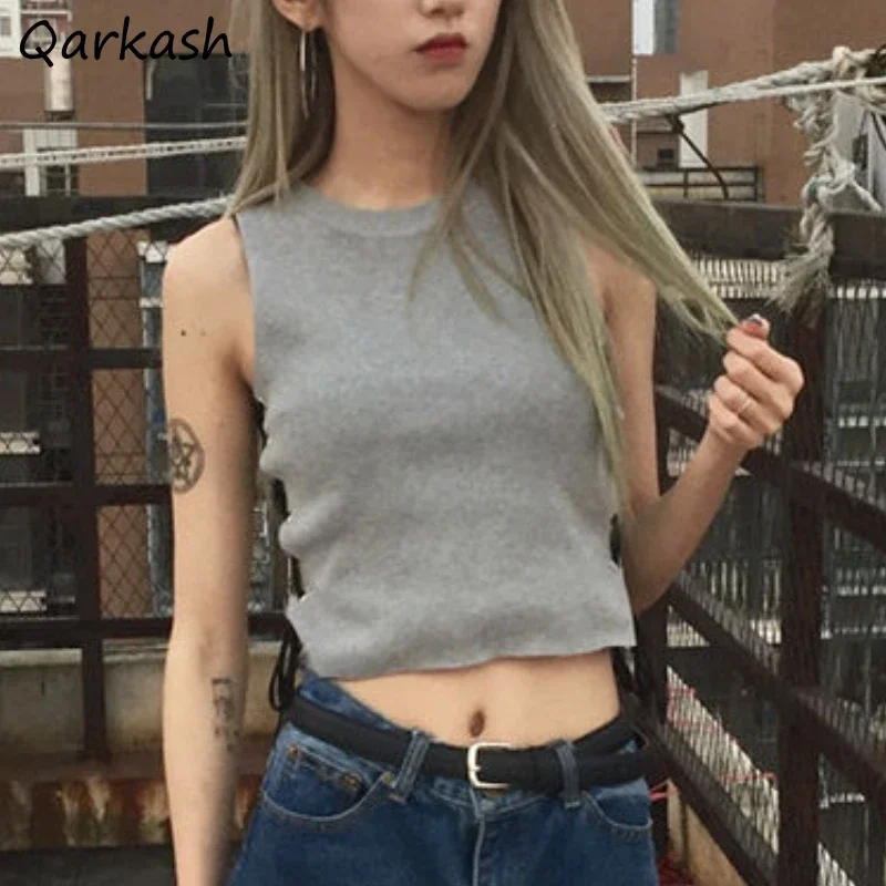 Укороченные топы майки женская одежда дизайн на шнуровке сексуальные летние