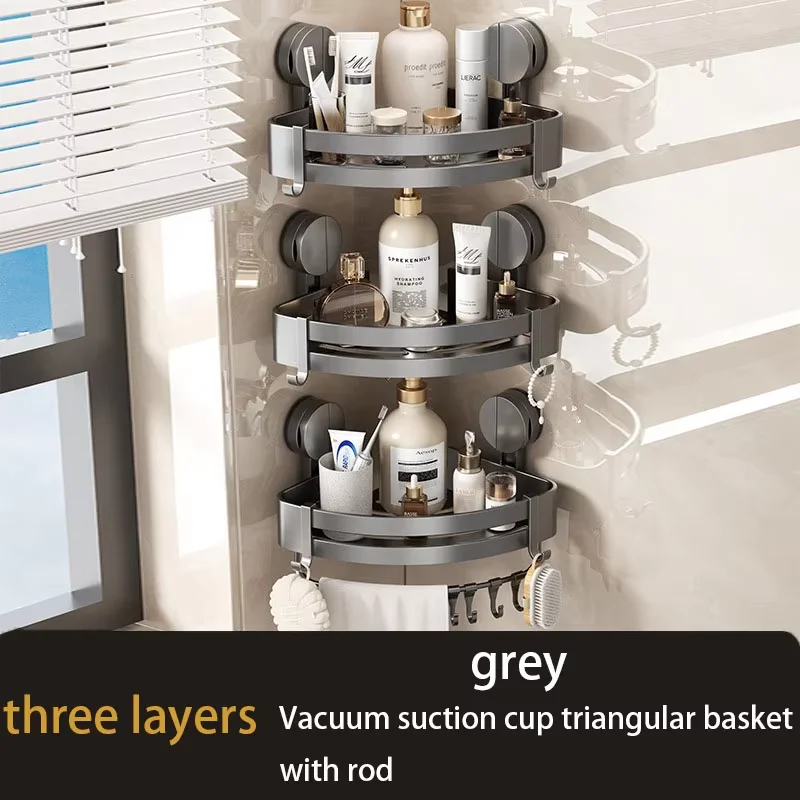 

Настенная Угловая Полка Для Ванной Комнаты Из Алюминия На Присосках Без Сверления Для Экономии Места