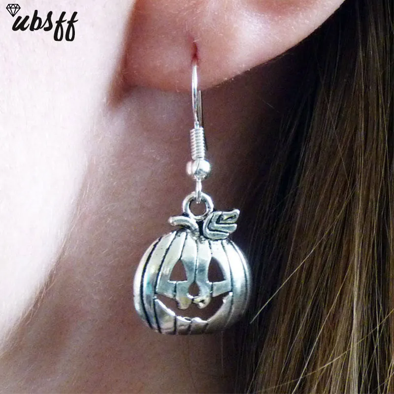 

Cute Pumpkin Big Statement Hook Earrings Girl Trendy Silver Color Earrings Wholesale Jewelry Accessories Party Gift