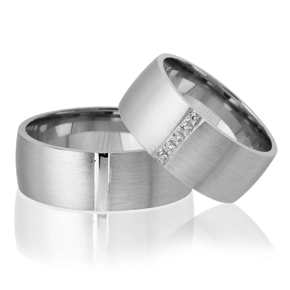 

Classic Design Gray Color 925 Sterling Silver Couple Wedding Rings