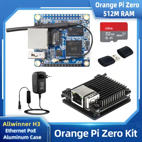 Orange Pi Zero 512M RAM H3 Cortex-A7 четырехъядерный 1,2G POE WiFi антенна OTG опциональный чехол источник питания Inferace Hat для OPI Zero
