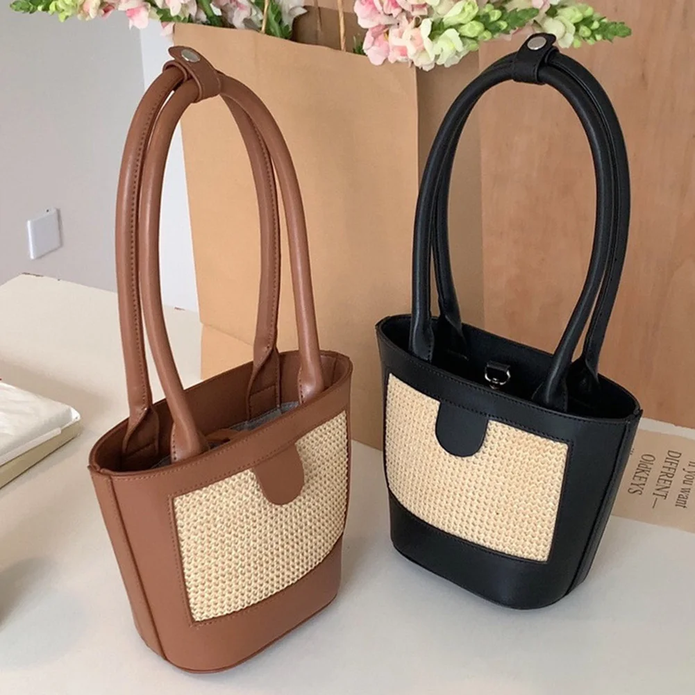 

Винтажные женские сумки с ручками сверху, однотонные сумки под плечо, пляжные плетеные сумки для женщин, сумки для покупок и путешествий