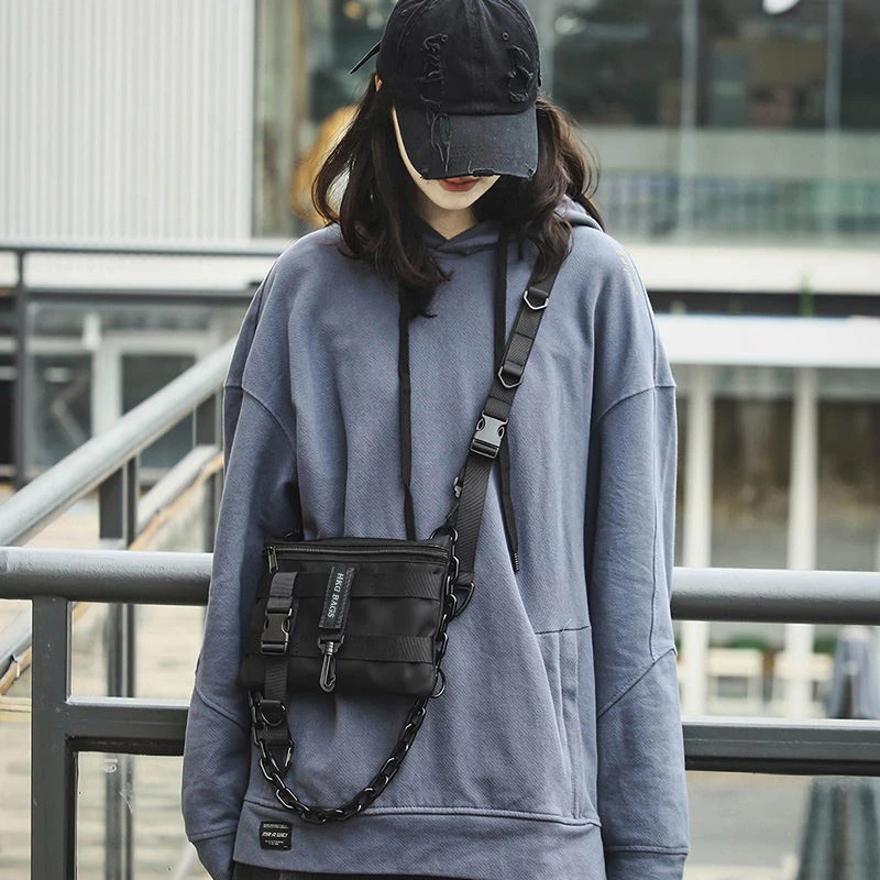 

Functional Tactical Chest Bag for Men Fashion Bullet Hip Hop Vest Streetwear Bag Waist Pack Female Black Wild Chest Rig Bag