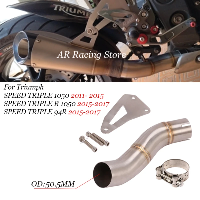 For Triumph Speed Triple 1050 / R 1050 / 94R Motorcycle Exhaust System Mid Link Pipe Slip On Connecting Tube Modified For 51mm