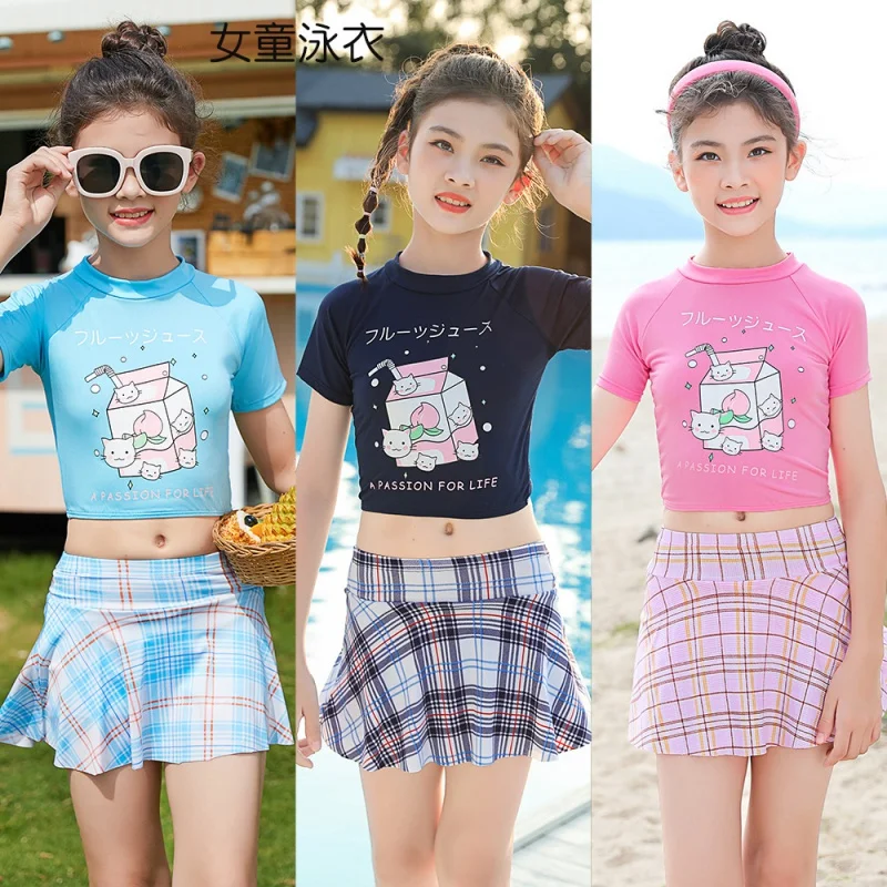 

Swimwear For Teenagers New Children'S Swimsuit Girls Cartoon Cute Middle And Big Children Hot Spring Beach Swimsuit Factory Whol