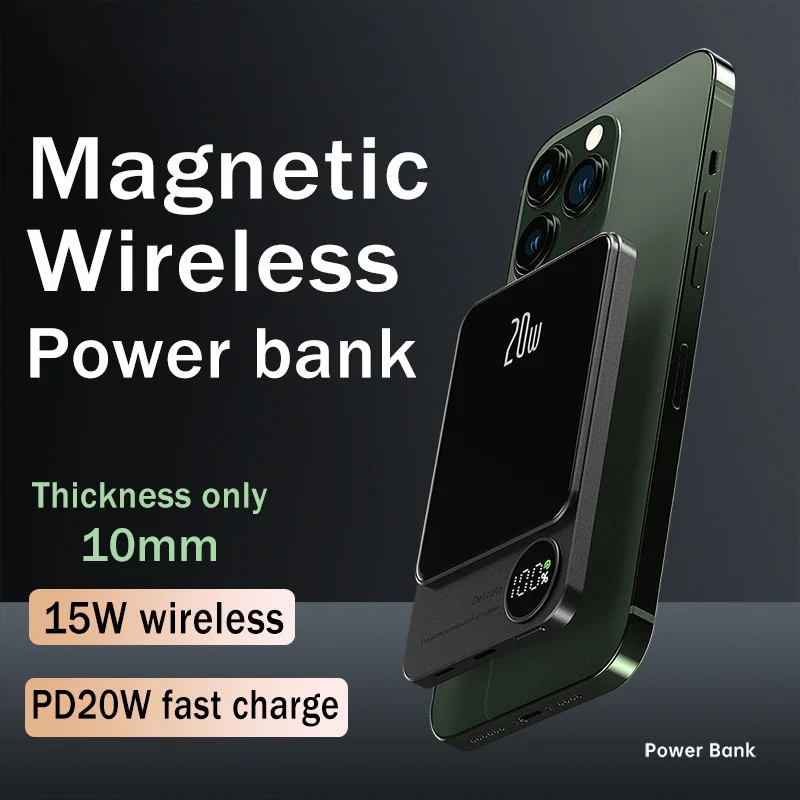Xilecaly Power bank 10000mAh Magnetic Power Bank Wireless Charger Mini Slim External Auxiliary Spare Battery For iphone 12 13 14