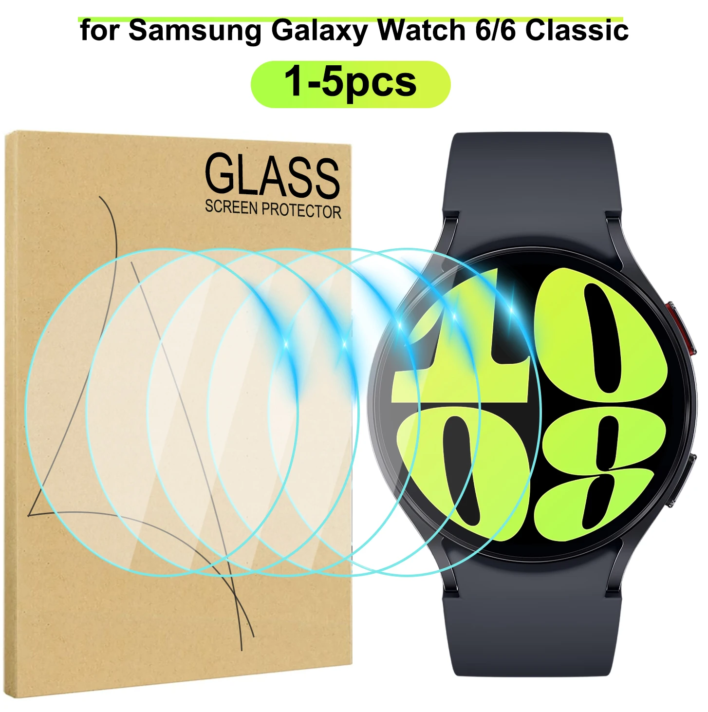 Vetro Temperato Per Samsung Galaxy Watch 6 40Mm 44Mm Hd Pellicola Proteggi Schermo Antigraffio Per Orologio 6 Classic 43Mm 47Mm 1-5 Pezzi