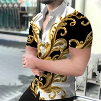 2022 new street summer print hawaiian casual shirts brand mens clothing cardigan high end short sleeve formal mens shirts
