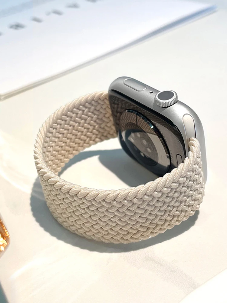 Braided solo loop Strap For Apple Watch Band 44mm 40mm 45mm 41mm 49mm 42mm 38mm Nylon Elastic  Bracelet iWatch Series 3 5 SE 7 8