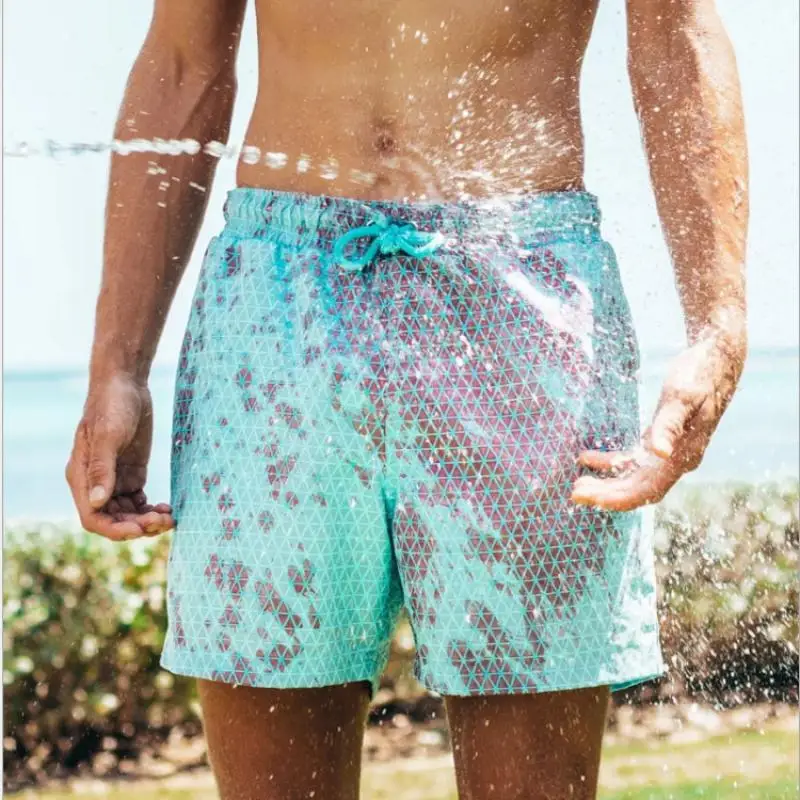 

Water Color-Changing Beach Pants Men's Quick-Drying Mesh Swimming Trunks Temperature-Sensitive Shorts Water Discoloration 2022