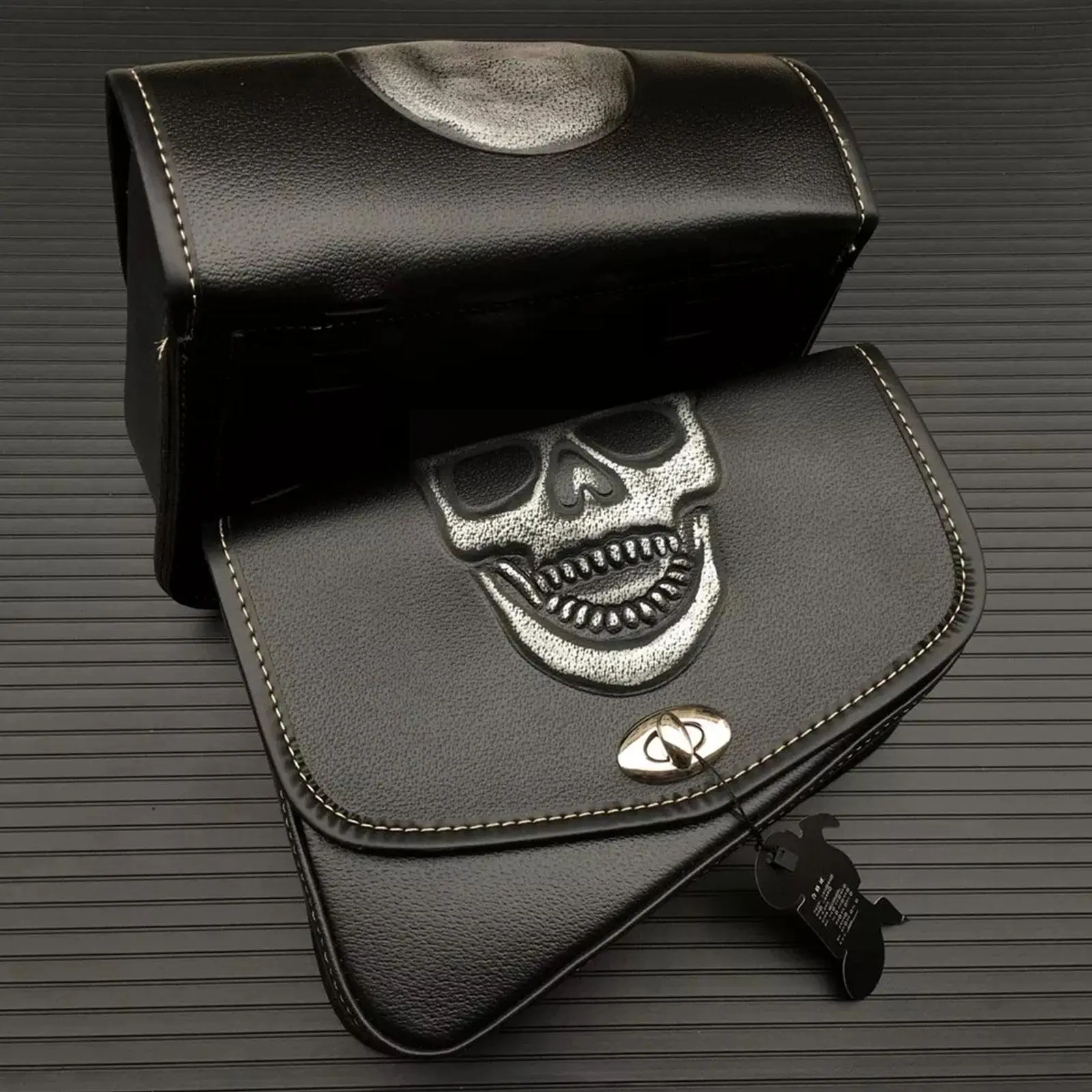 

Универсальные мотоциклетные Сумки из искусственной кожи, боковая сумка для инструментов, сумка для багажа под седло, черный череп для Harley ...