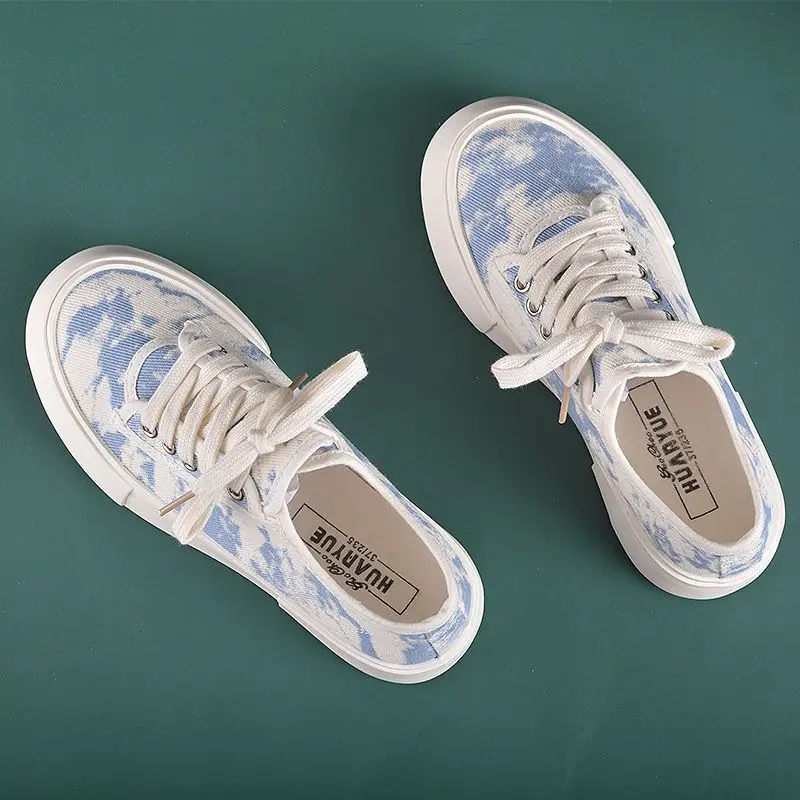 

Brilliant Tie Dye Canvas Shoes For Women Vulcanized Sneakers Low Top Sports Shoes Woman Summer Casual Blue Sneaker Gym Shoes New