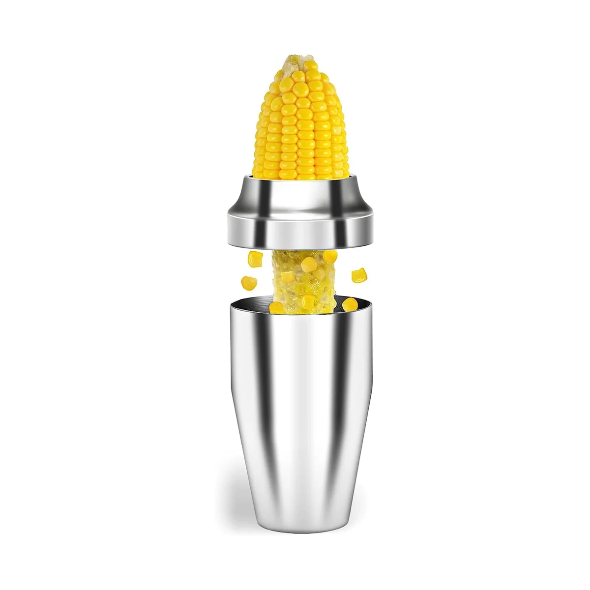 

Corn Cutter Peeler, Corn Cob Stripper with Cup , 304 Stainless Steel Corn on the Cob Remover Kitchen Tool
