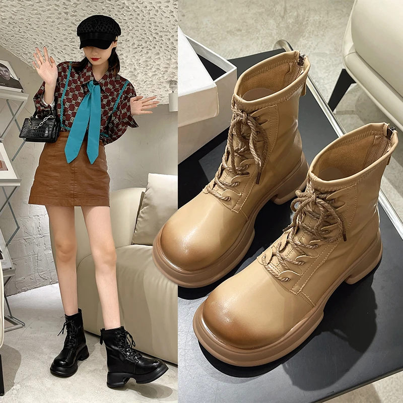 

Женские ботильоны с круглым носком, белые ботинки на плоской подошве, прочные однотонные ботильоны в римском стиле, в стиле ретро, Лолита, ро...