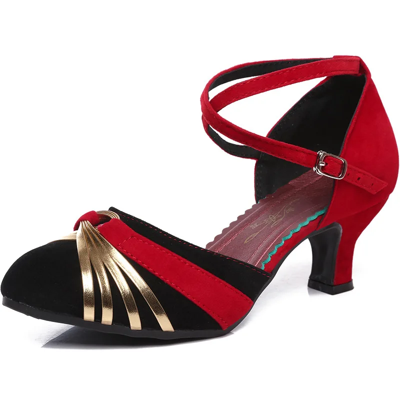 

Женские туфли для танцев на каблуке 5,5 см, туфли с закрытым носком для бальных танцев и латиноамериканских танцев, обувь для танго, сальсы на высоком каблуке с резиновой подошвой для девочек