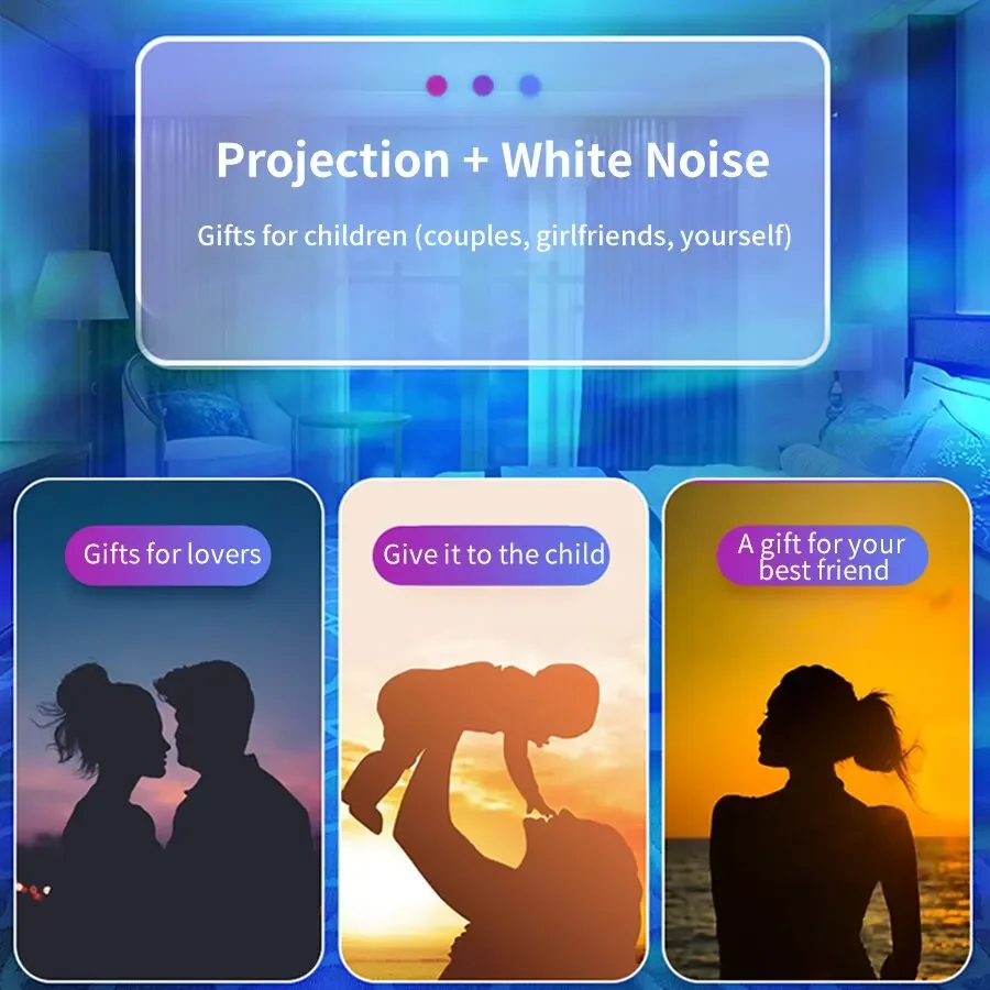 New Northern Lights Projector Aurora Stars Night Light Laser Bluetooth Music Projection Lamp Bedroom Decor Brithday Gift