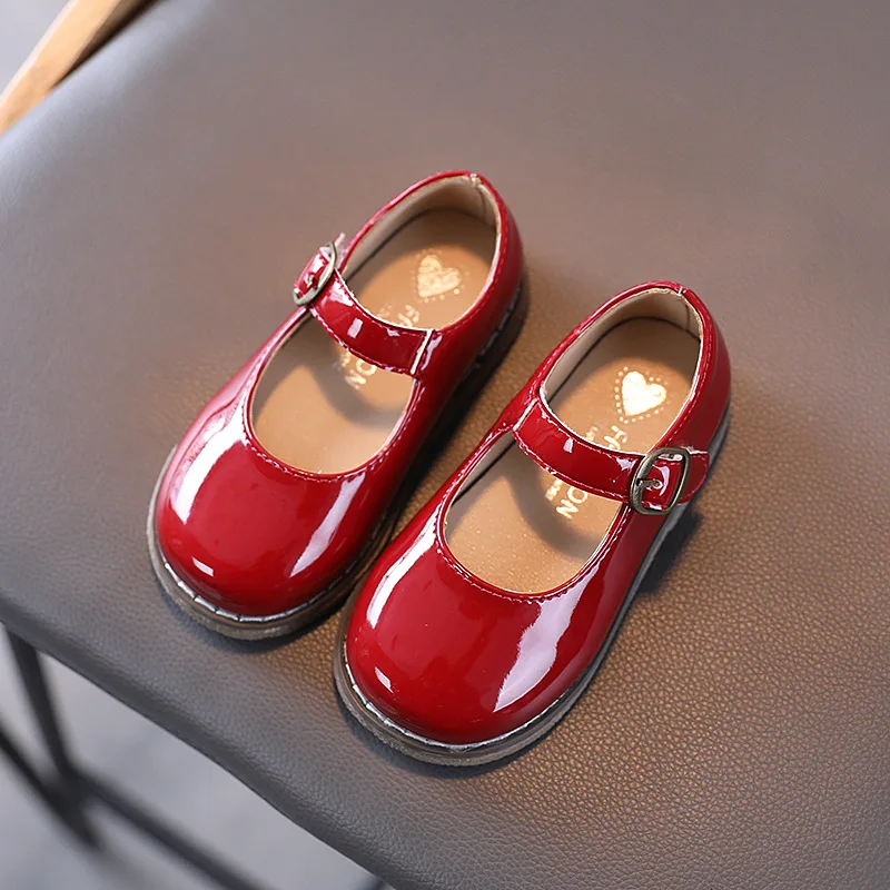 Spirng Autumn Girls Shoes Patent Leather Mary Janes Black White Princess Baby Kids Child Red Flats Casual 1-7y |